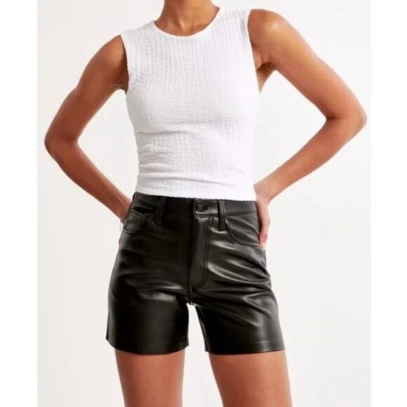 Abercrombie & Fitch Black The Dad Short High Rise Vegan Leather Curve Love 29 - Picture 3 of 9